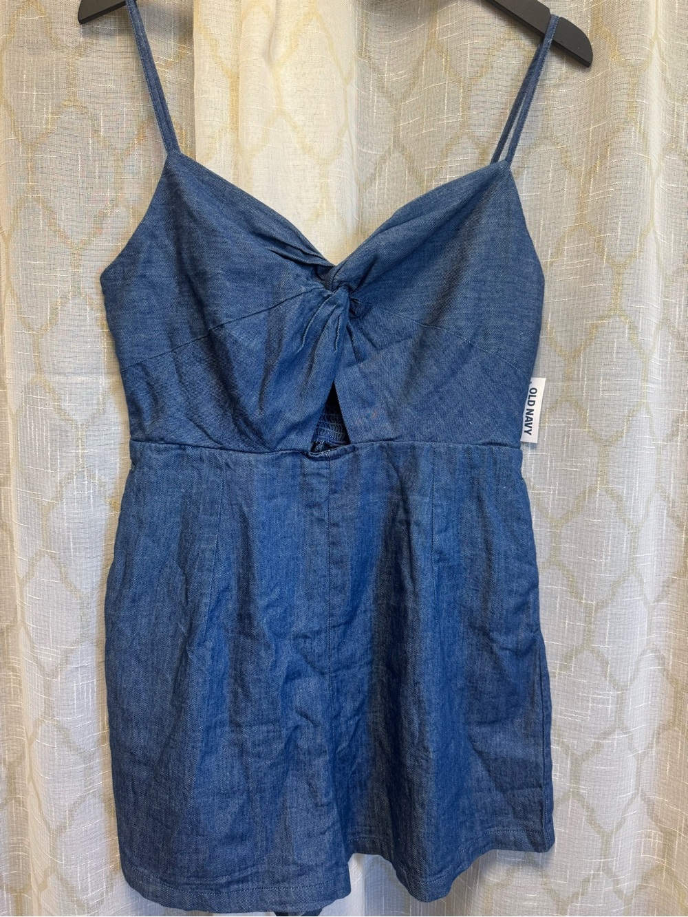 Old Navy Blue Denim Knot-Front Spaghetti Strap Dress